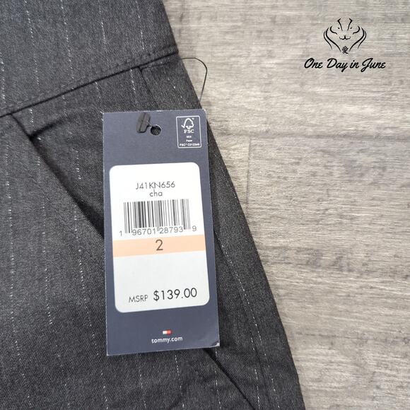 Tommy Hilfiger Striped Wide Leg Cargo Pants Size 2 - Picture 2 of 6